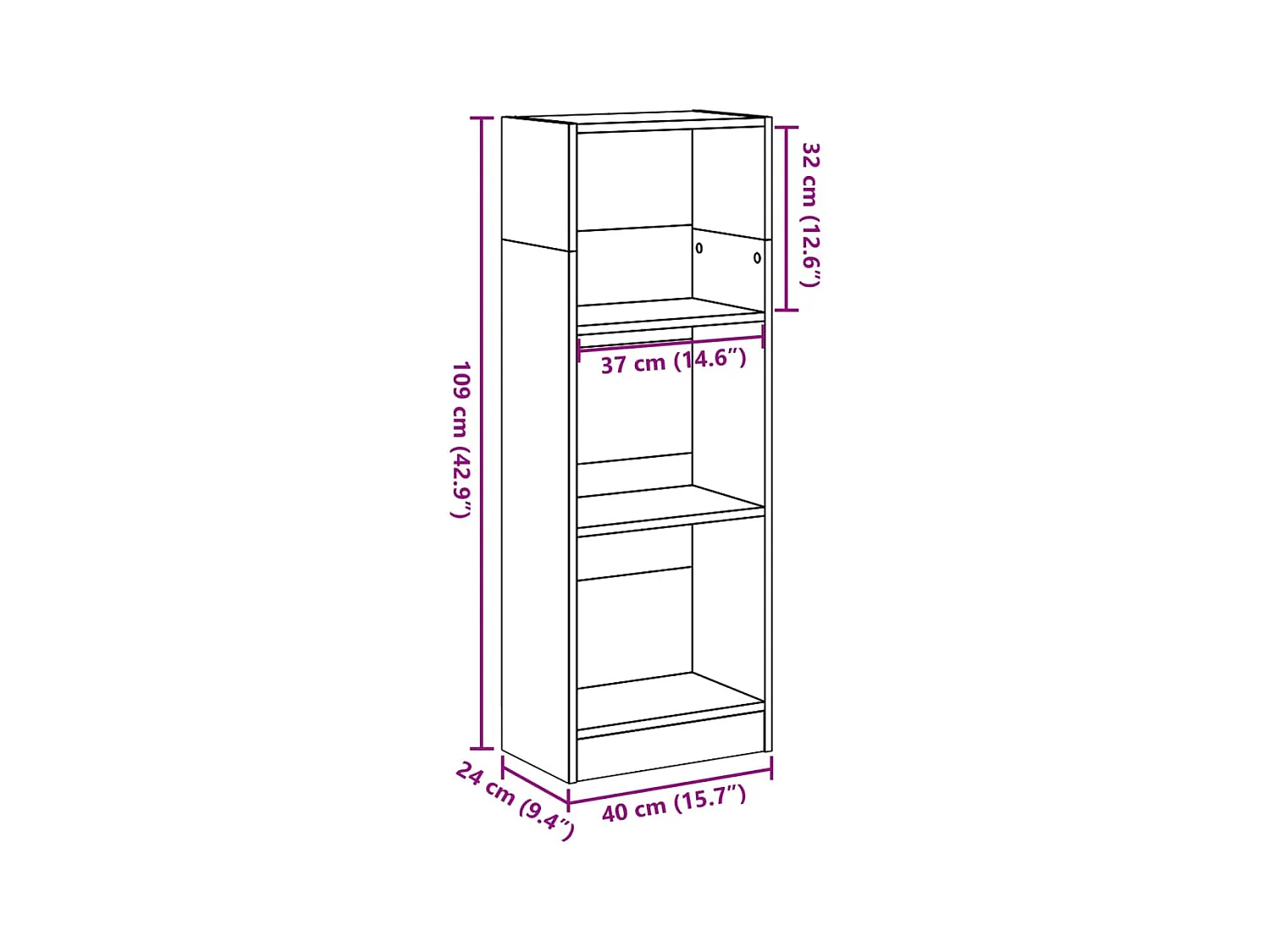 Bibliothèque vieux bois 40x24x109 cm bois d'ingénierie