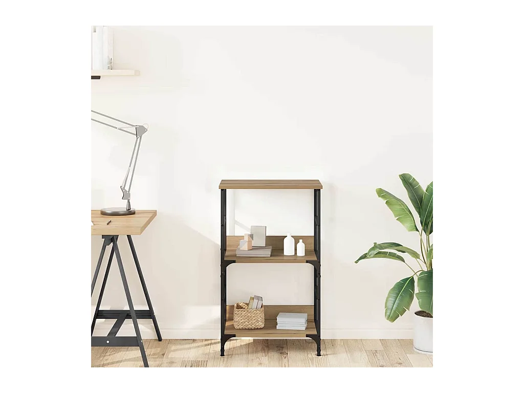 Bibliothèque chêne artisanal 50x33x82 cm bois d'ingénierie