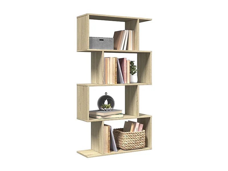 Bibliothèque séparatrice de pièce 4 niveaux chêne sonoma 70x24x129cm