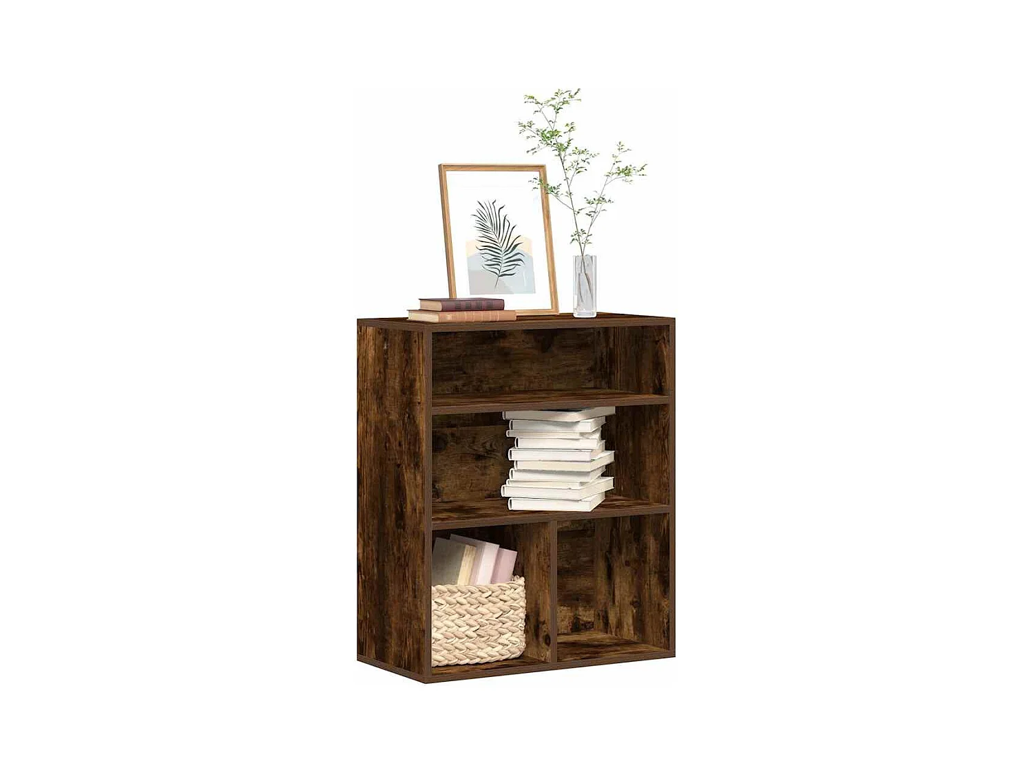 Bibliothèque chêne fumé 60x30x71,5 cm bois d'ingénierie