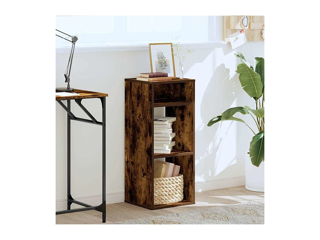 Bibliothèque chêne fumé 34x31x80 cm bois d'ingénierie