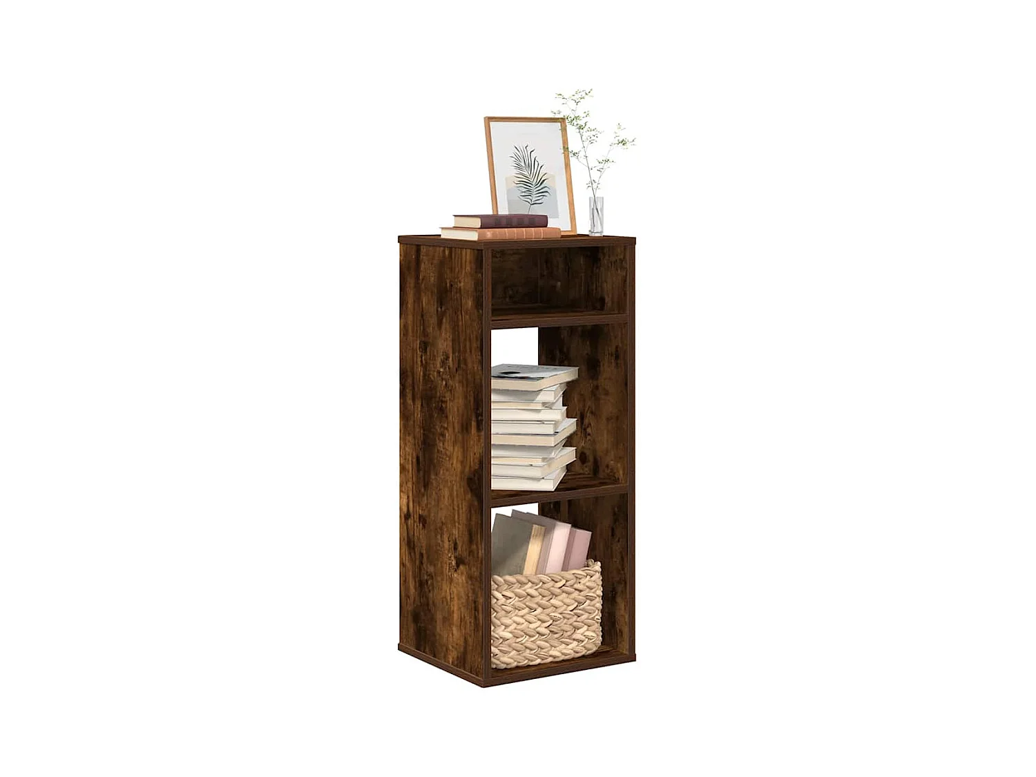 Boekenkast 34x31x80 cm bewerkt hout gerookt eikenkleurig