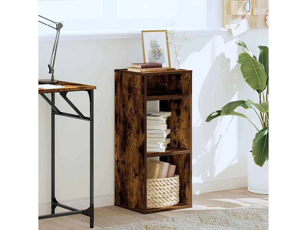 Bibliothèque chêne fumé 34x31x80 cm bois d'ingénierie