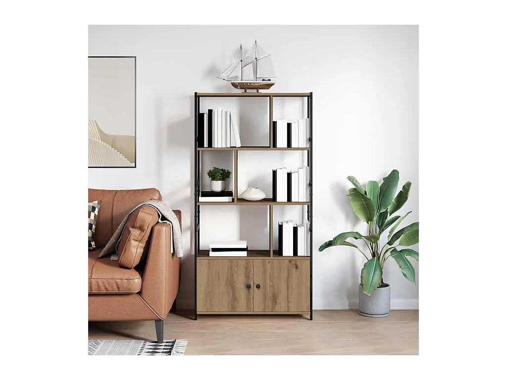 Bibliothèque chêne artisanal 80 x 30 x 155.5 cm Bois d'ingénierie