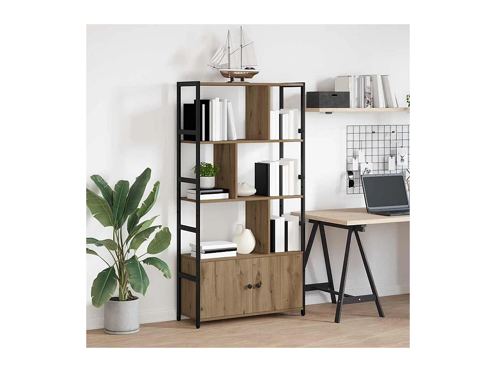 Bibliothèque chêne artisanal 80 x 30 x 155.5 cm Bois d'ingénierie