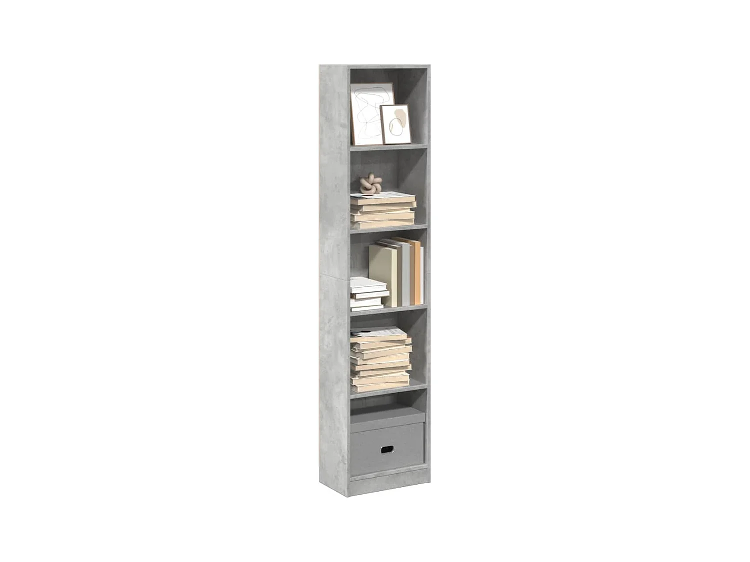 Estantería de madera de ingeniería gris hormigón 40x24x176 cm