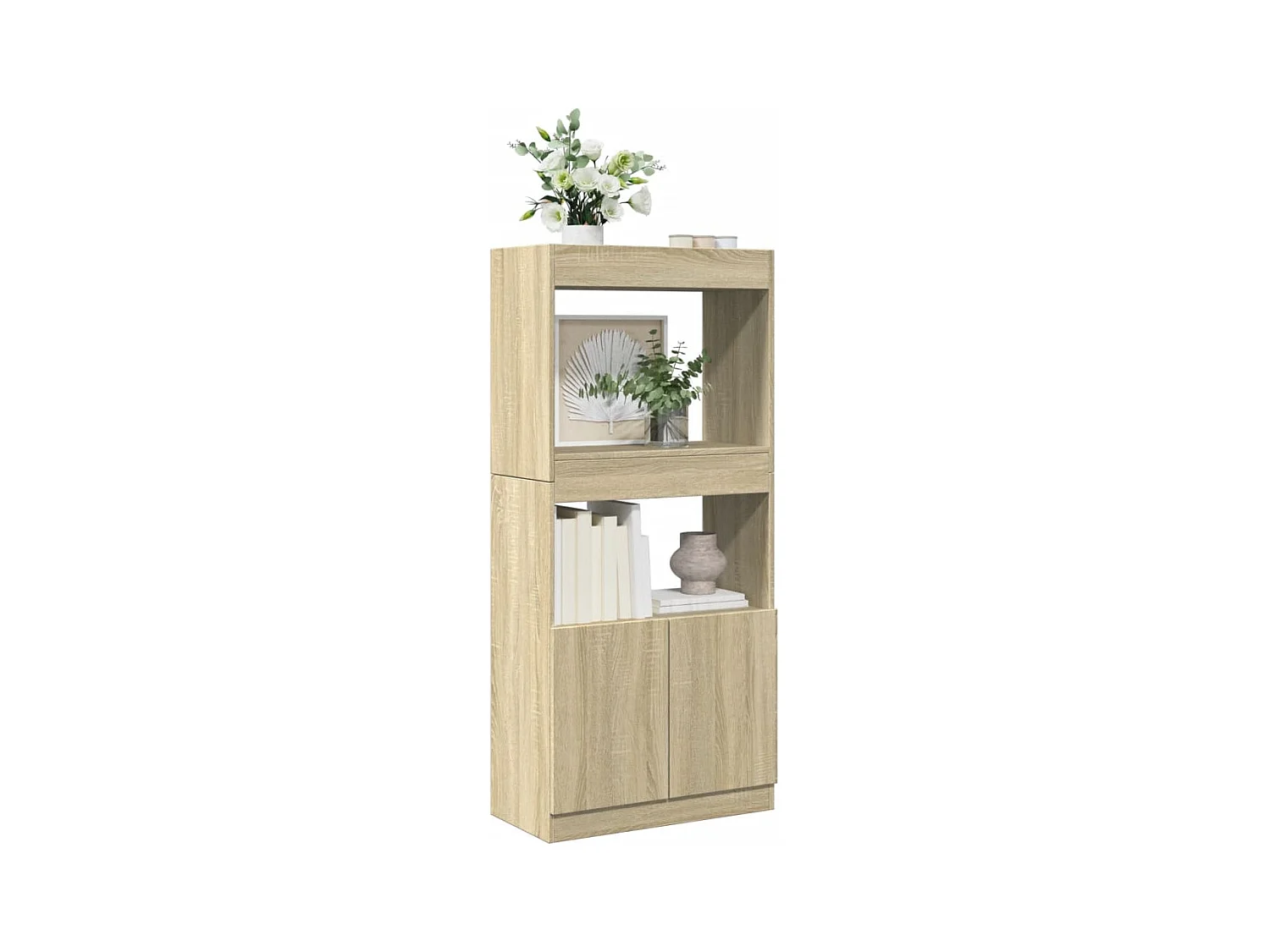 Aparador de madera de ingeniería roble Sonoma 63x33x140 cm