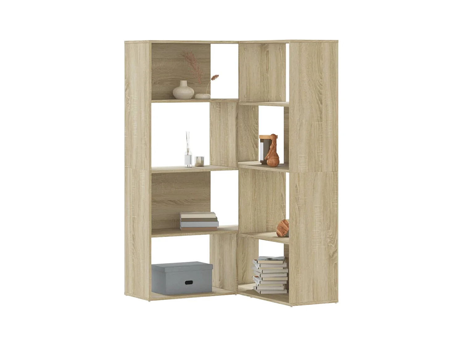 Bibliothèque d'angle à 4 niveaux chêne sonoma bois d'ingénierie