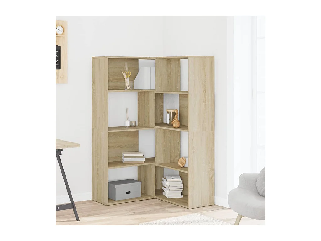 Bibliothèque d'angle à 4 niveaux chêne sonoma bois d'ingénierie