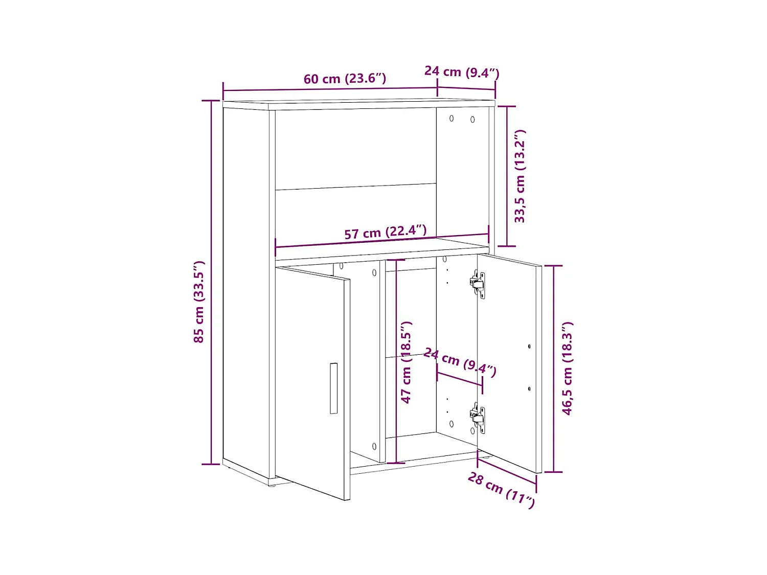 Estantería de madera de ingeniería roble artisan 60x24x85 cm