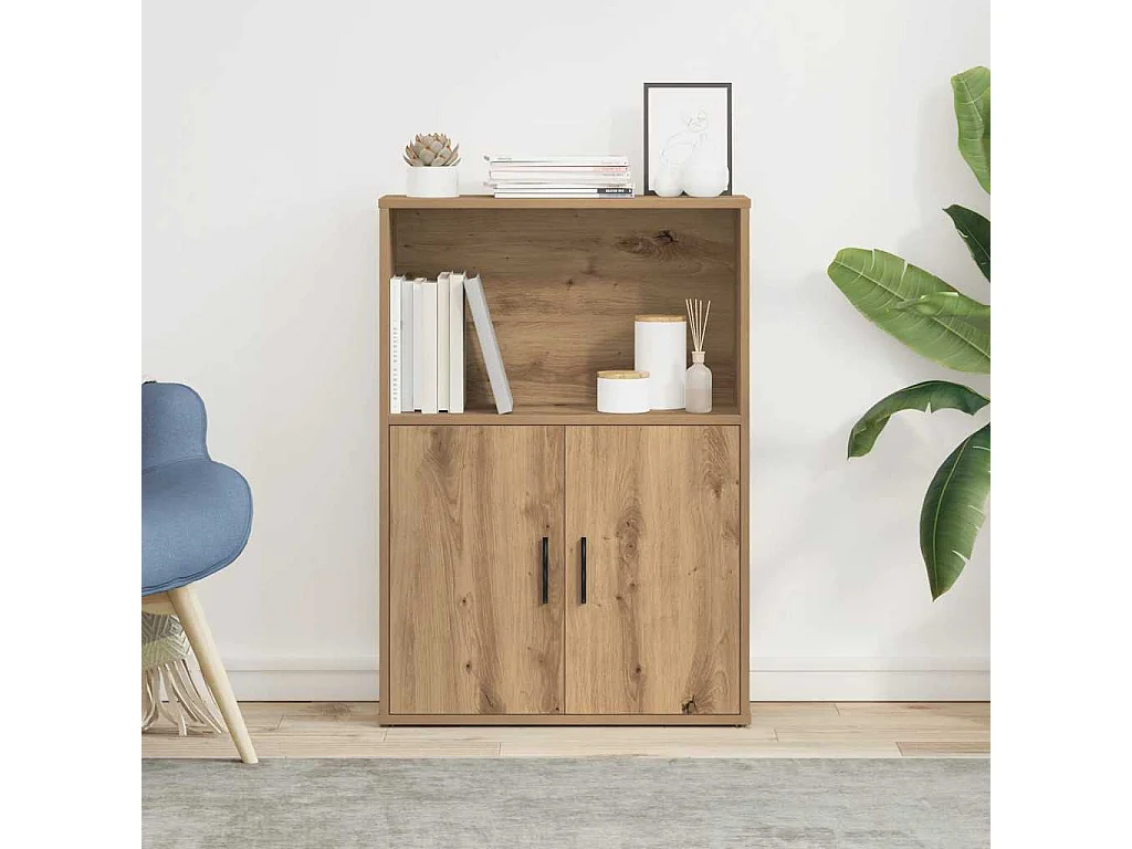 Bibliothèque chêne artisanal 60x24x85 cm bois d'ingénierie