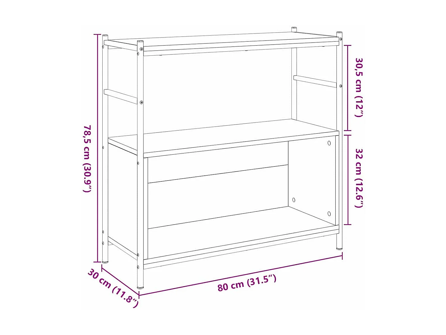 Boekenplank Gerookt eiken 80 x 30 x 78.5 cm Bewerkt hout