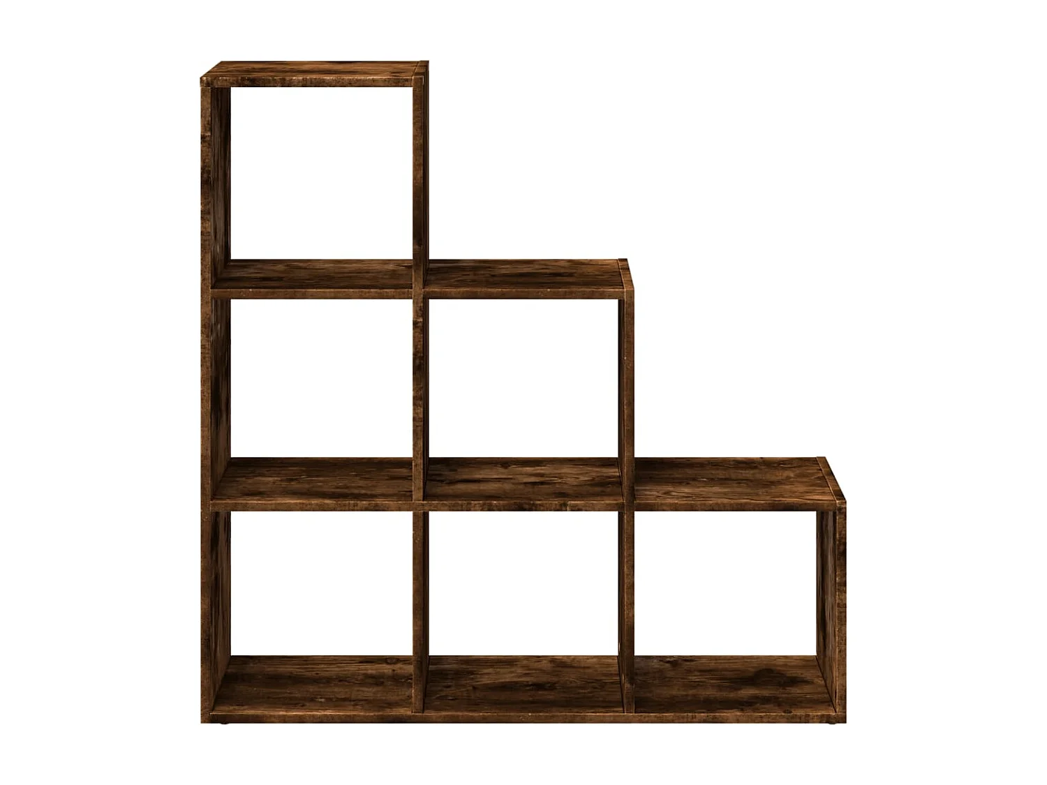 Bibliothèque séparatrice de pièce à 3 niveaux chêne fumé 99x29x99 cm