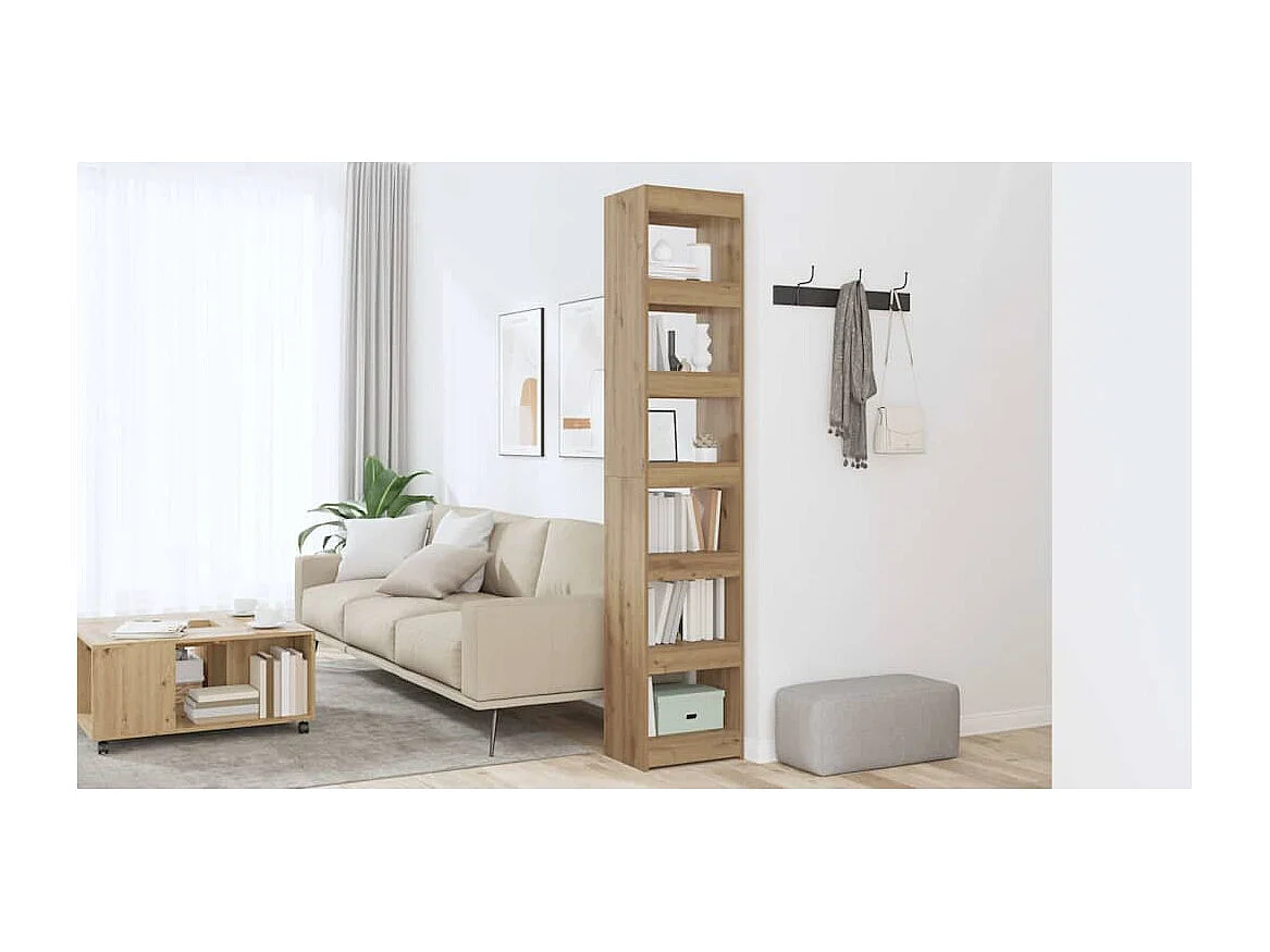 Bibliothèque/Séparateur de pièce chêne artisanal 40x30x198 cm