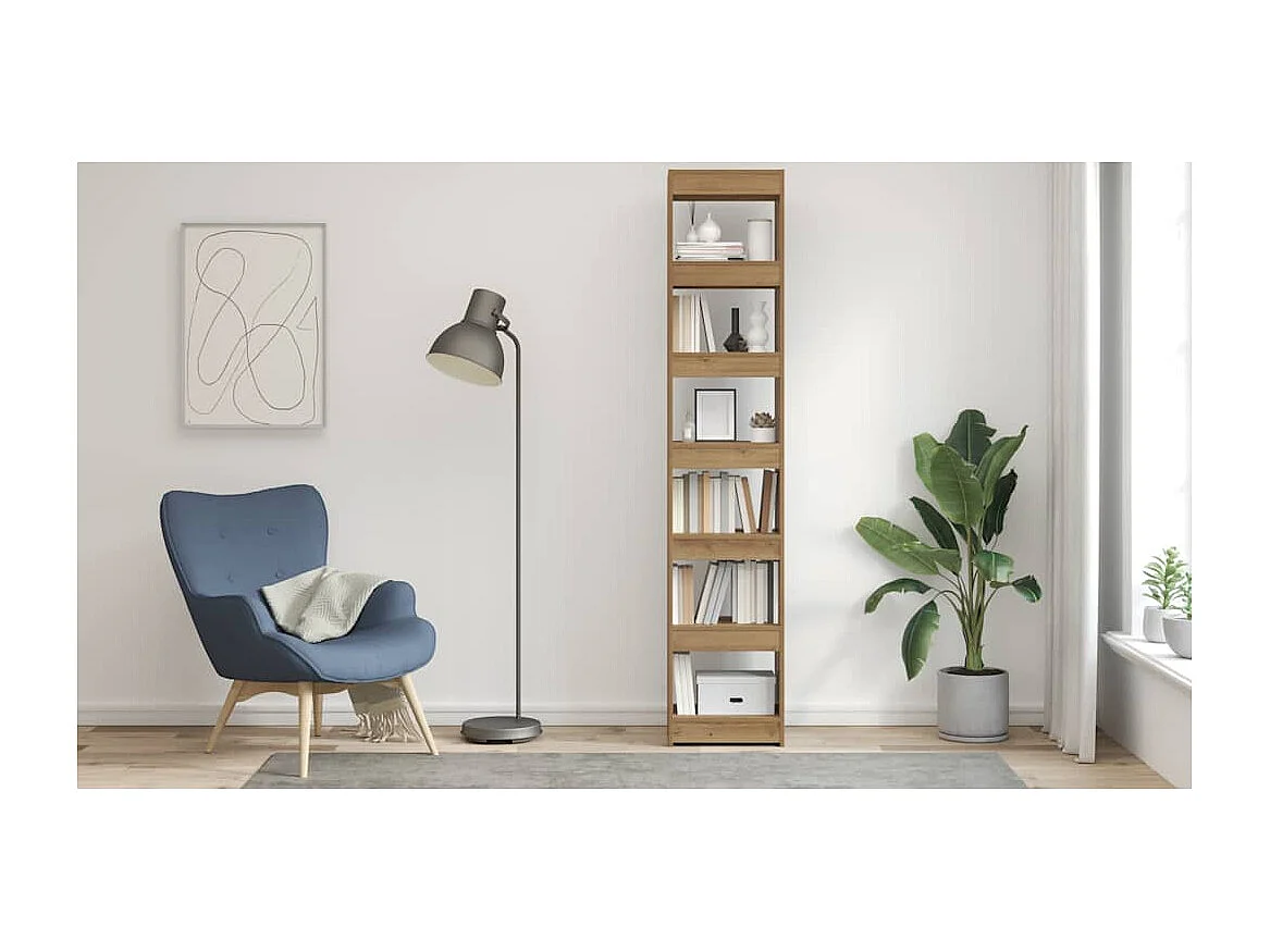 Bibliothèque/Séparateur de pièce chêne artisanal 40x30x198 cm