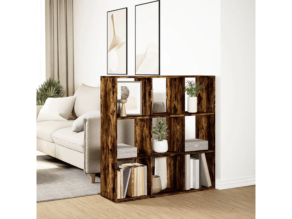 Bibliothèque séparatrice de pièce chêne fumé 102x29x103,5 cm