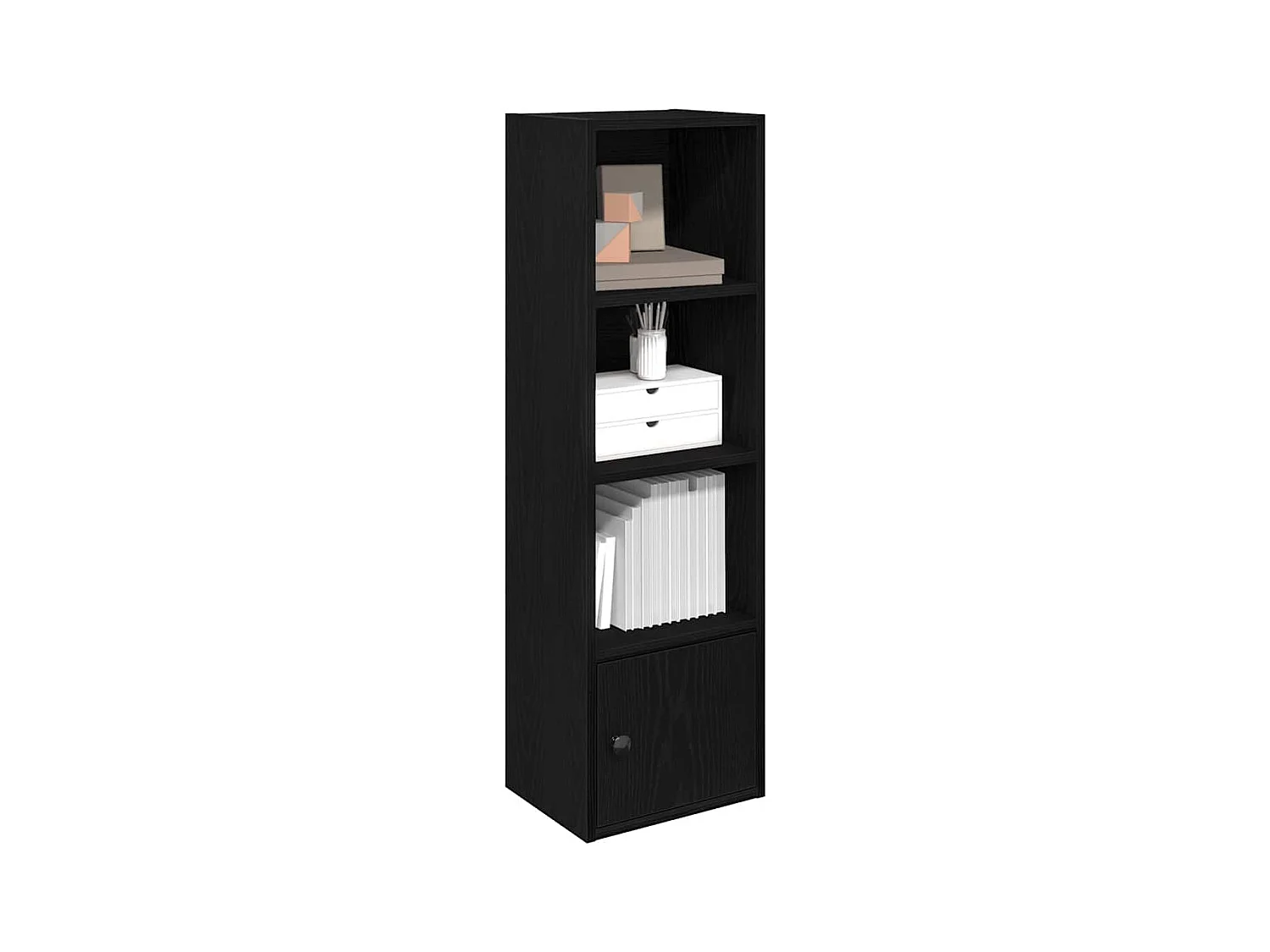 Estantería de madera de ingeniería roble negro 31x24x102 cm