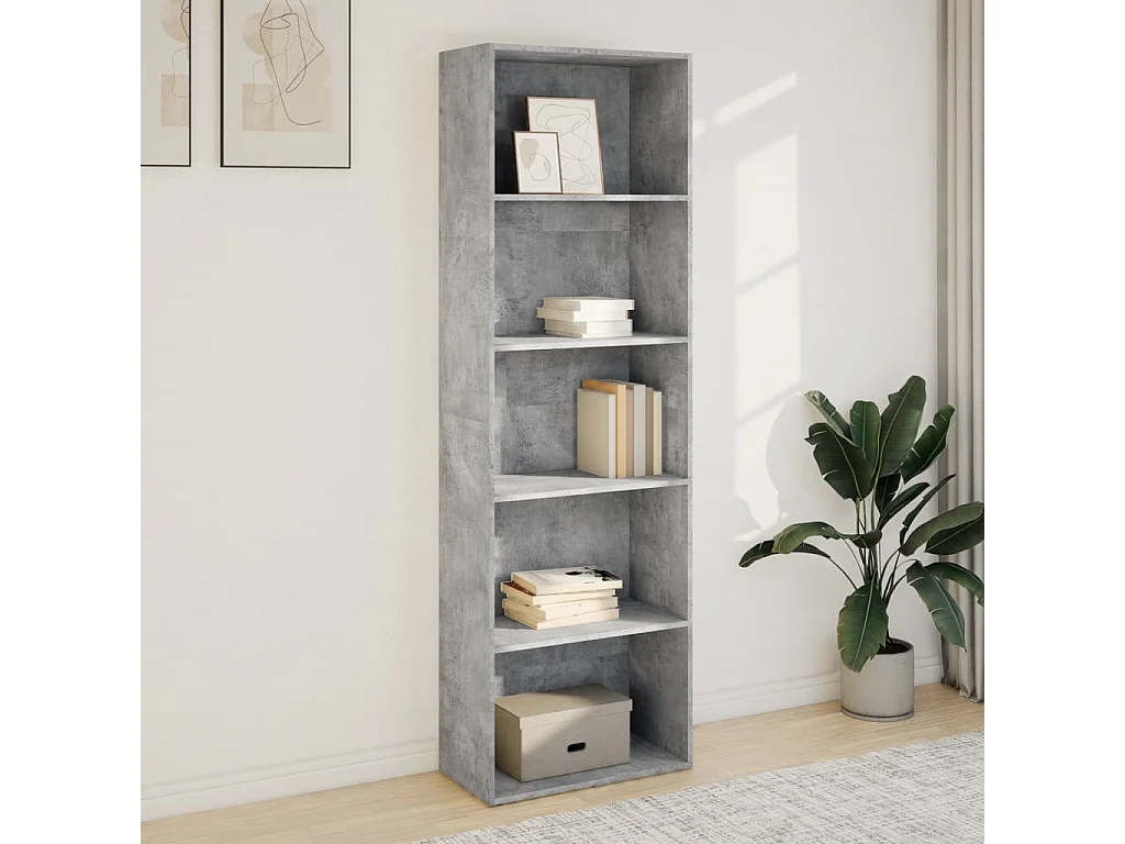 Bibliothèque gris béton 60x30x189 cm bois d'ingénierie