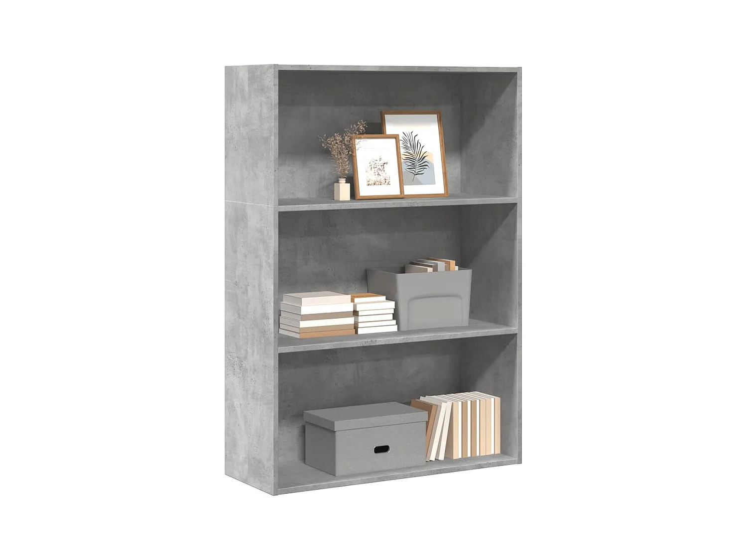 Estantería de madera de ingeniería gris hormigón 80x30x114 cm