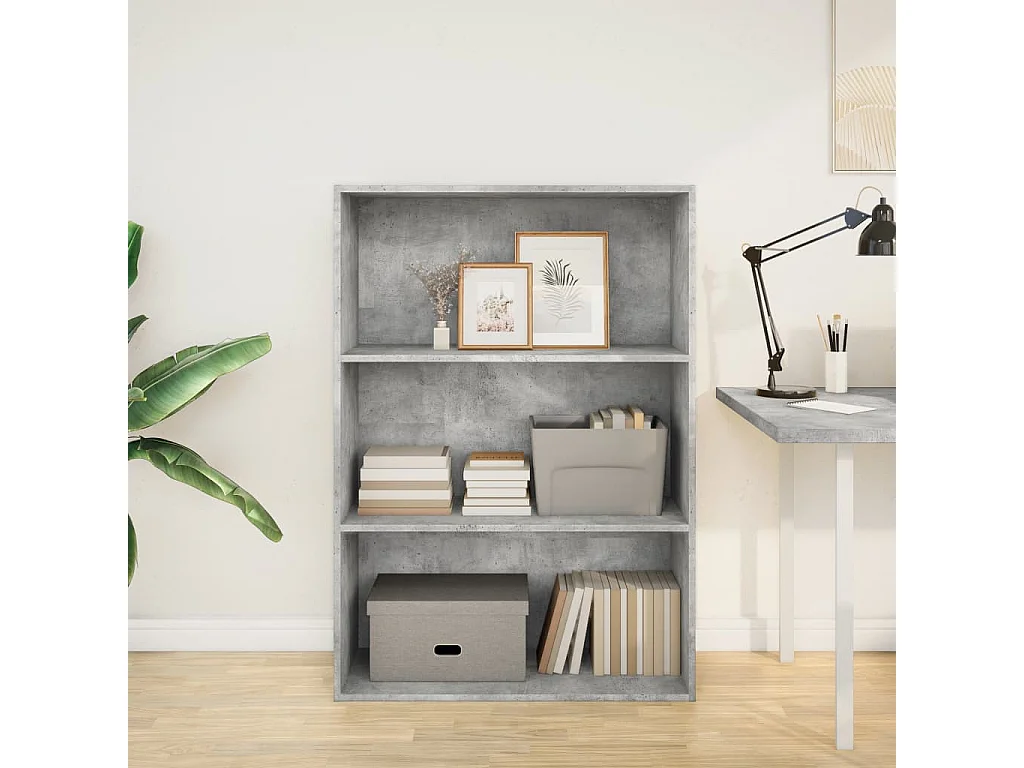 Bibliothèque gris béton 80x30x114 cm bois d'ingénierie