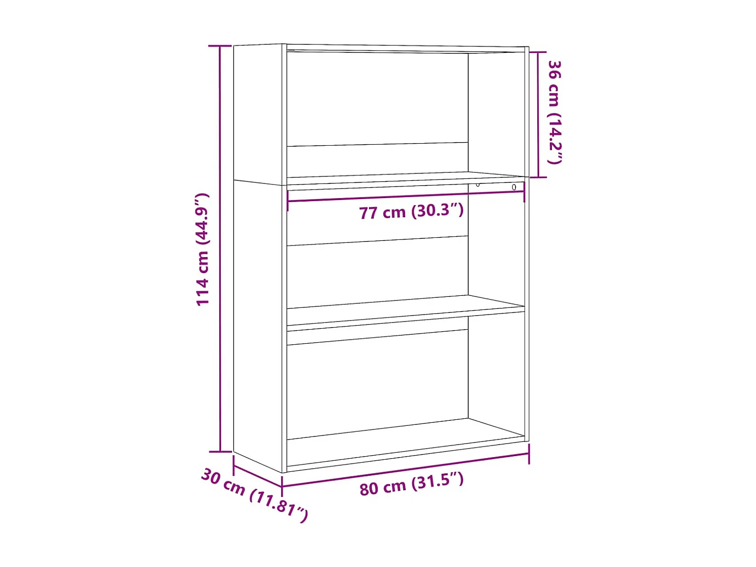 Bibliothèque gris béton 80x30x114 cm bois d'ingénierie