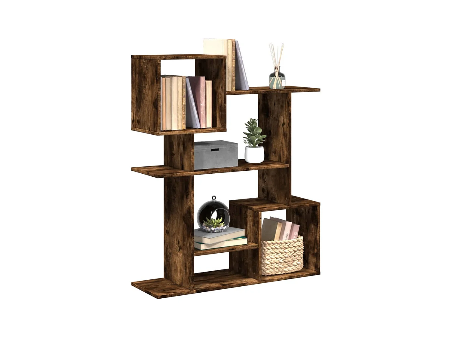 Bibliothèque séparatrice de pièce chêne fumé 92x29x112 cm