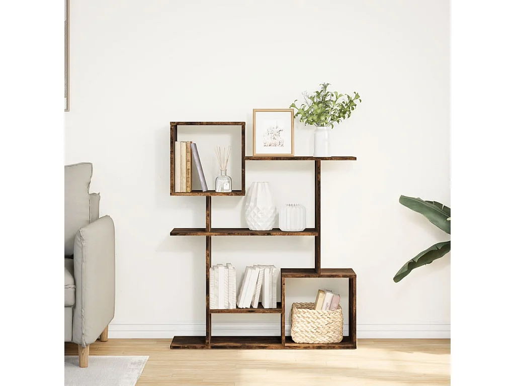 Bibliothèque séparatrice de pièce chêne fumé 92x29x112 cm