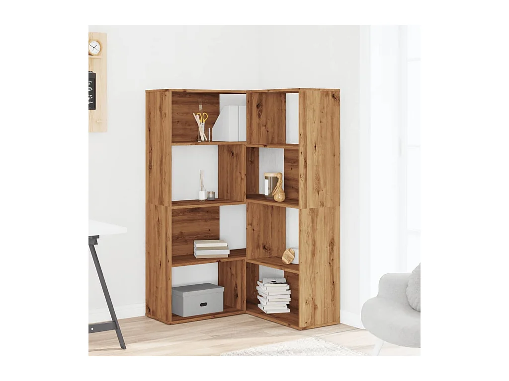 Bibliothèque d'angle 4 niveaux chêne artisanal bois ingénierie