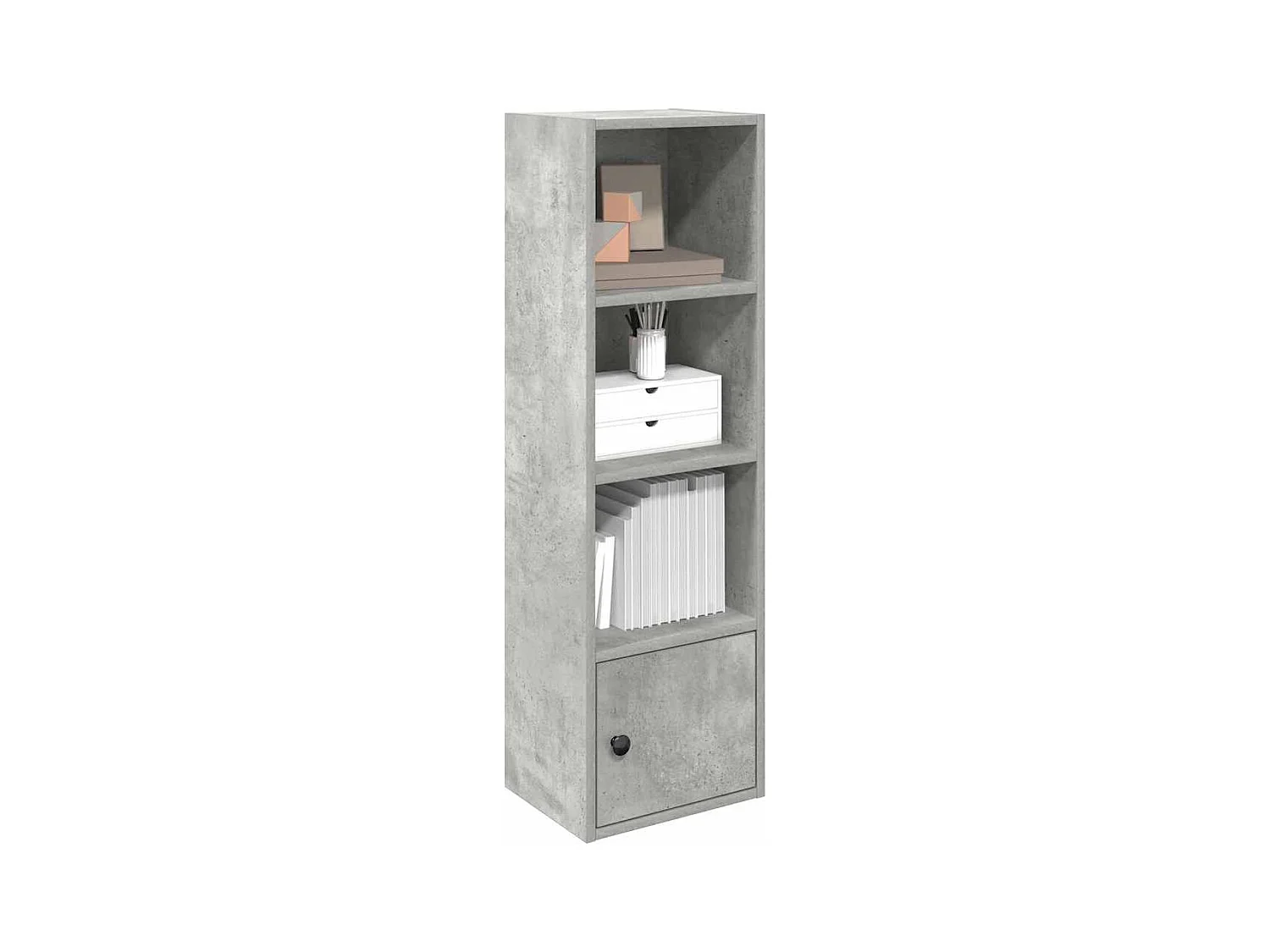 Estantería de madera de ingeniería gris hormigón 31x24x102 cm