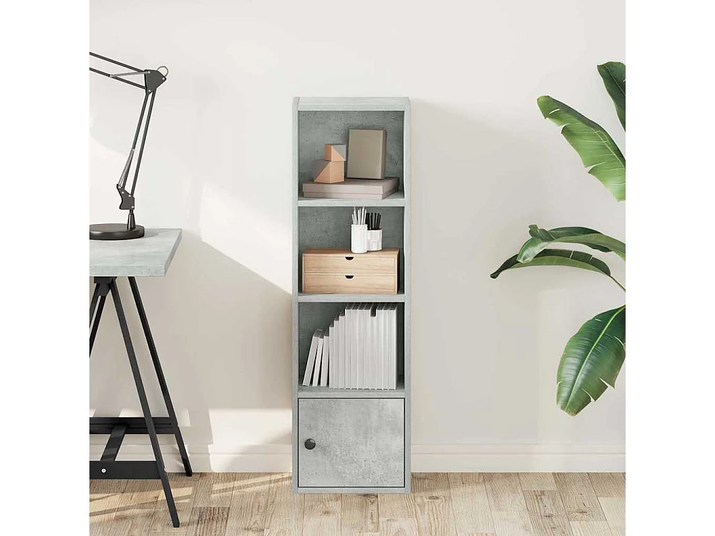 Boekenkast 31x24x102 cm bewerkt hout betongrijs
