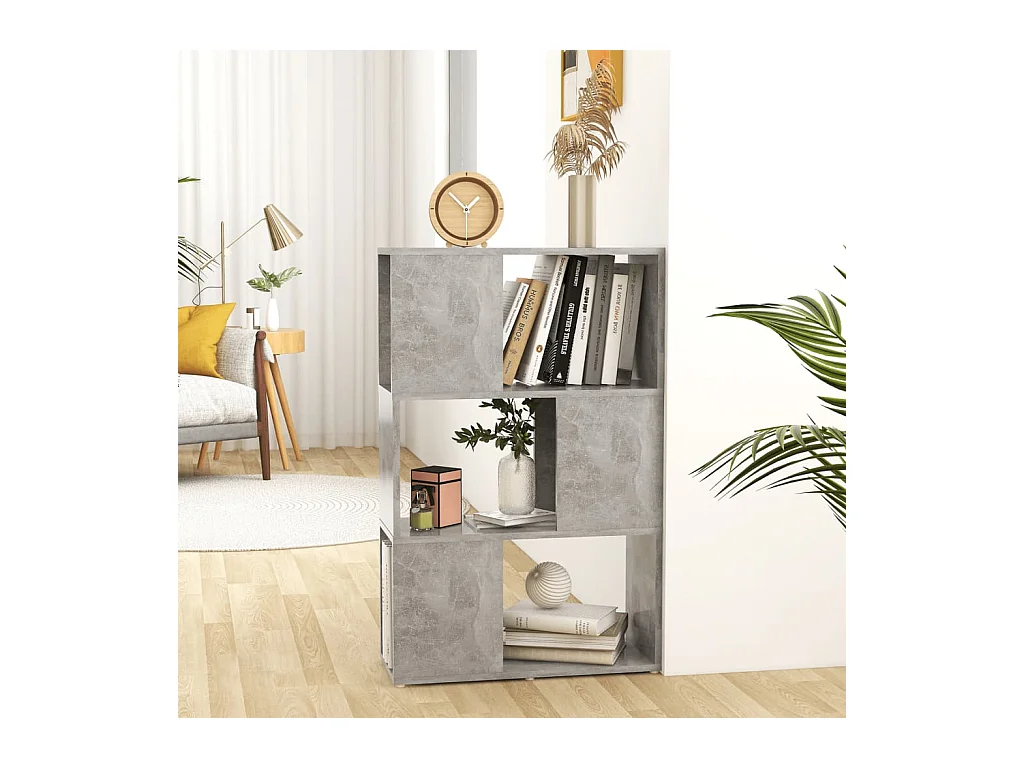 Librería separador contrachapada gris hormigón 60x24x94 cm