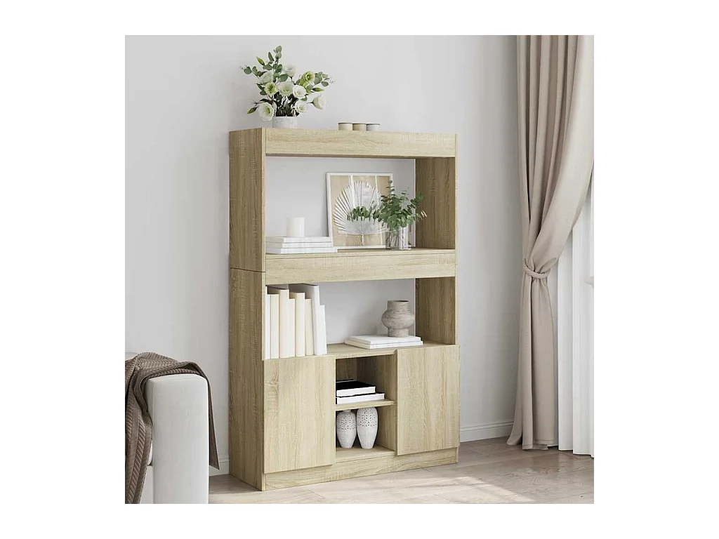 Aparador alto madera de ingeniería roble Sonoma 92x33x140 cm