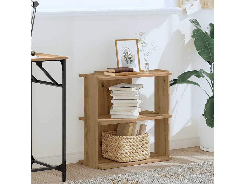 Boekenkast 3-laags 60x30x60 cm bewerkt hout artisanaal eiken