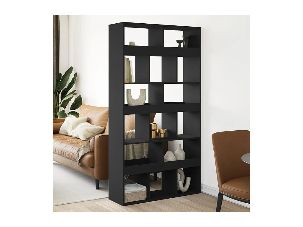 Bibliothèque / Cloison de séparation noir 100x33x187,5 cm bois d'ingénierie