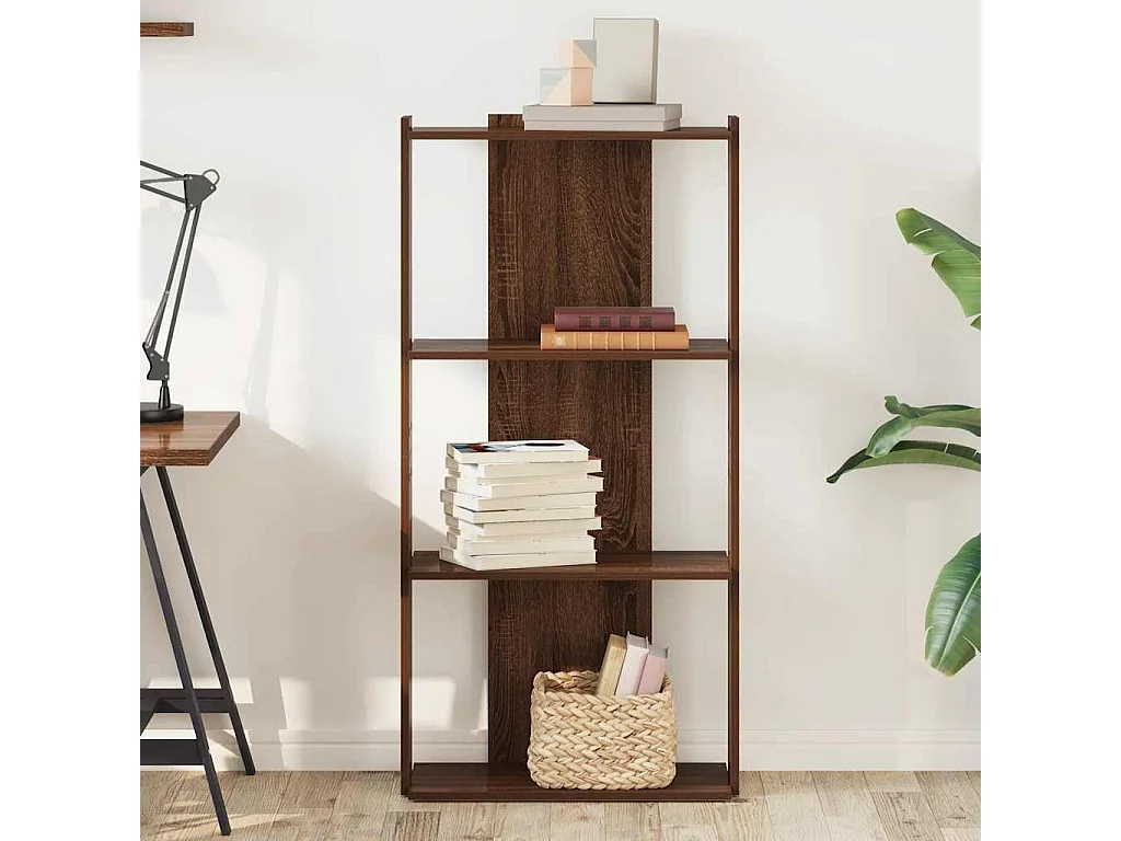 Bibliothèque 3 niveaux chêne marron 60x30x120cm bois ingénierie