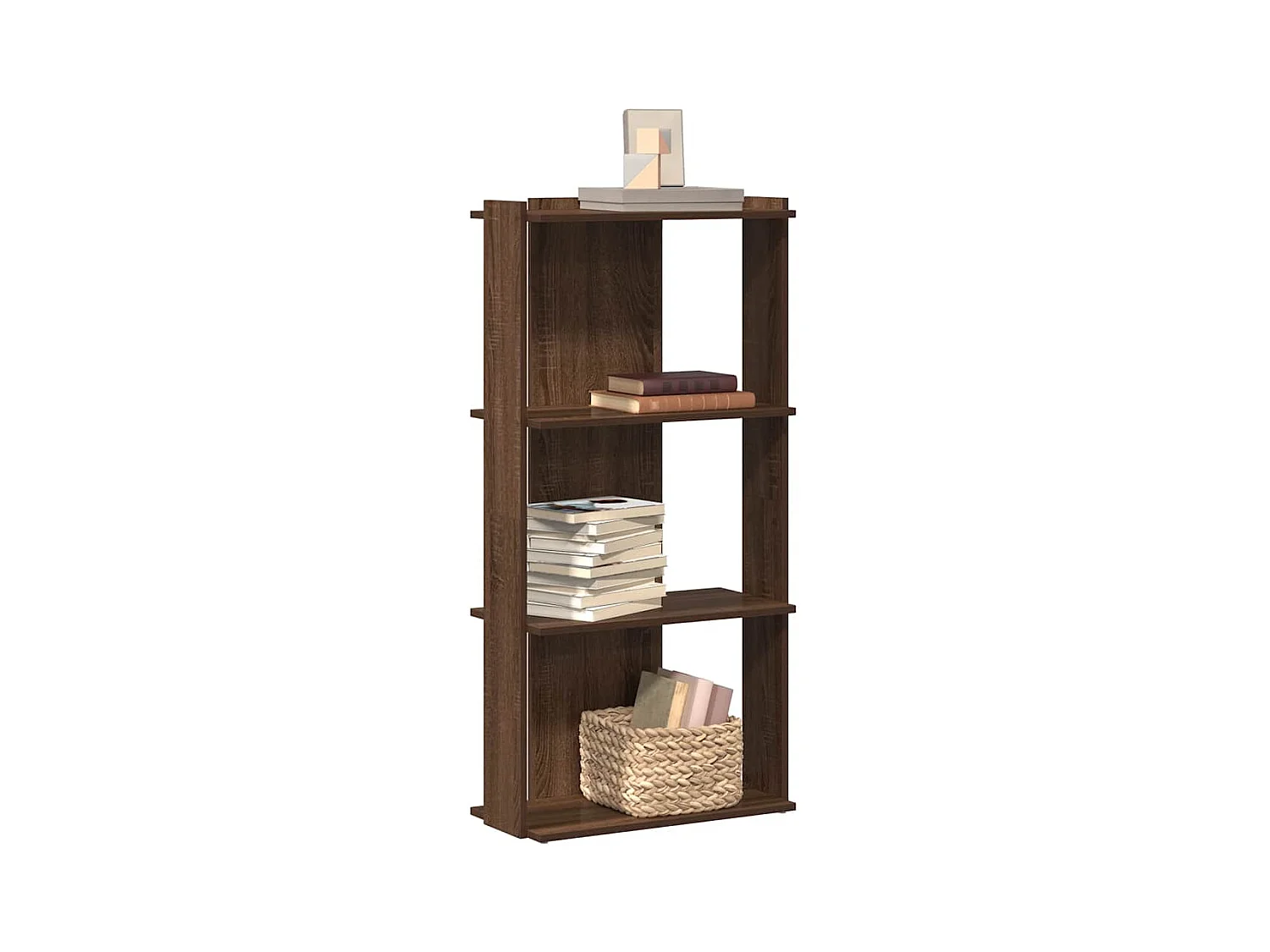 Bibliothèque 3 niveaux chêne marron 60x30x120cm bois ingénierie