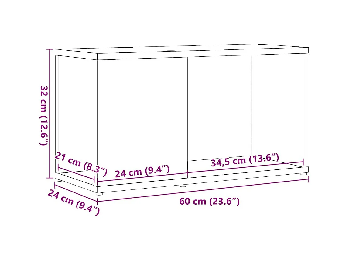 Bibliothèque chêne noir 60x24x32 cm bois d'ingénierie