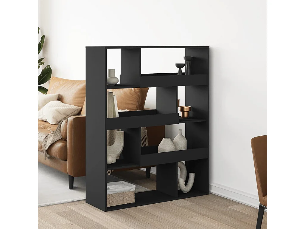 Bibliothèque / Cloison de séparation noir 100x33x125,5 cm bois d'ingénierie