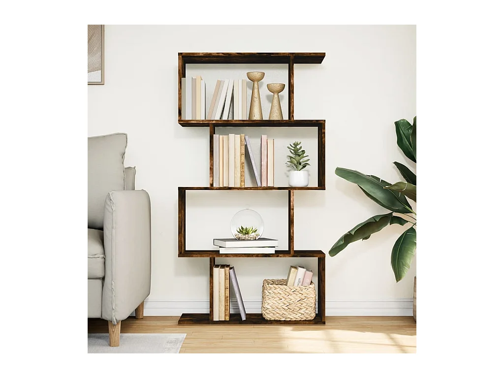 Librería divisora 4 niveles madera roble ahumado 70x24x129 cm