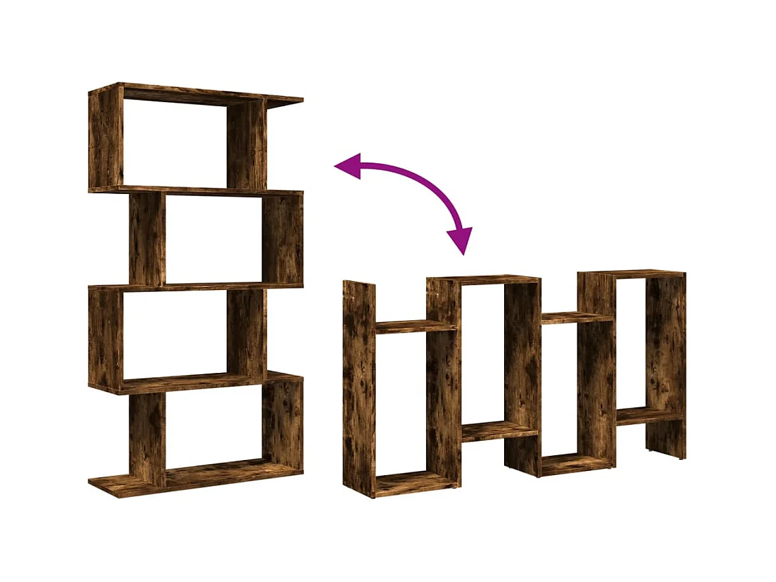 Librería divisora 4 niveles madera roble ahumado 70x24x129 cm