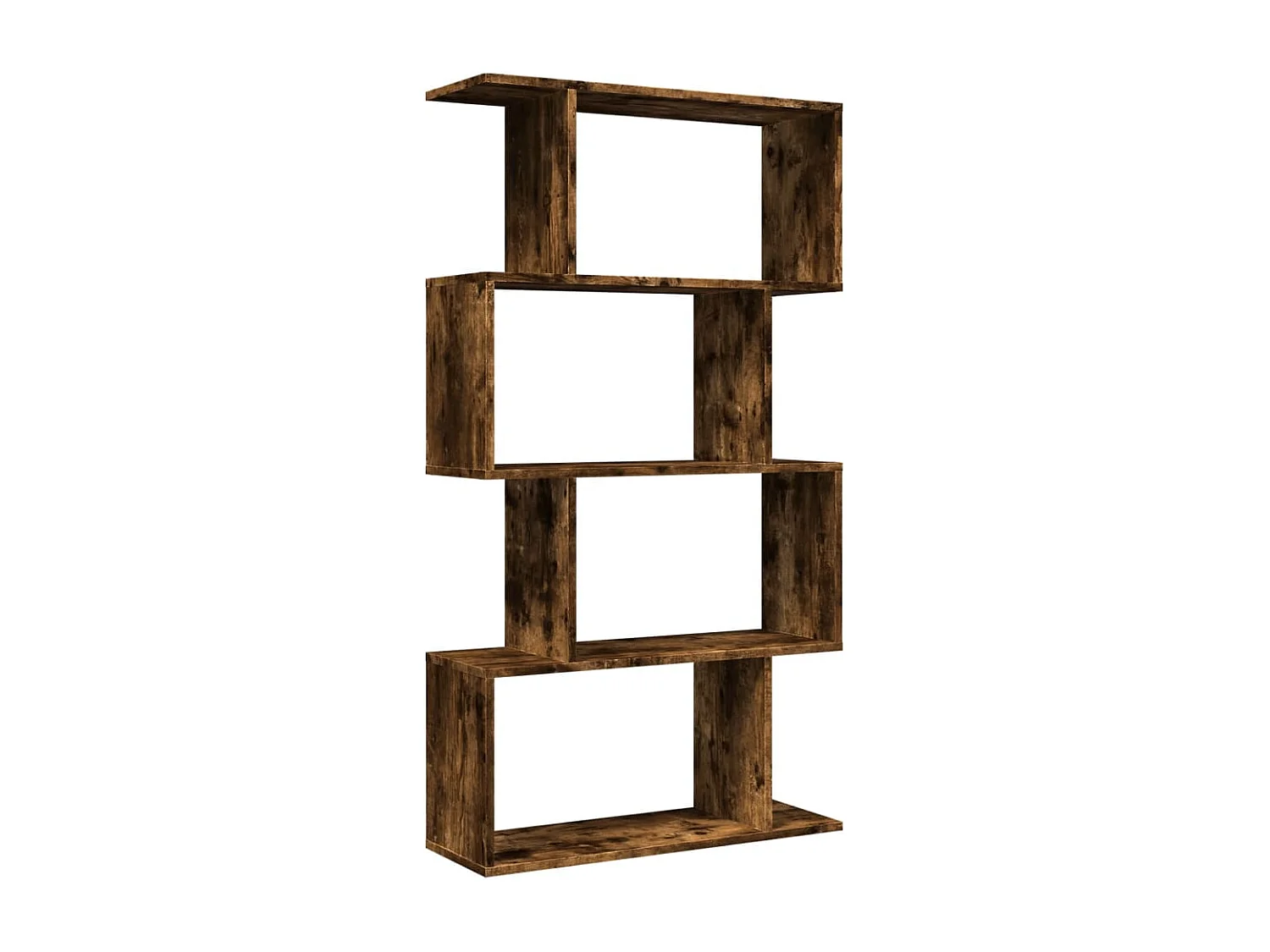 Bibliothèque séparatrice de pièce à 4 niveaux chêne fumé 70x24x129cm