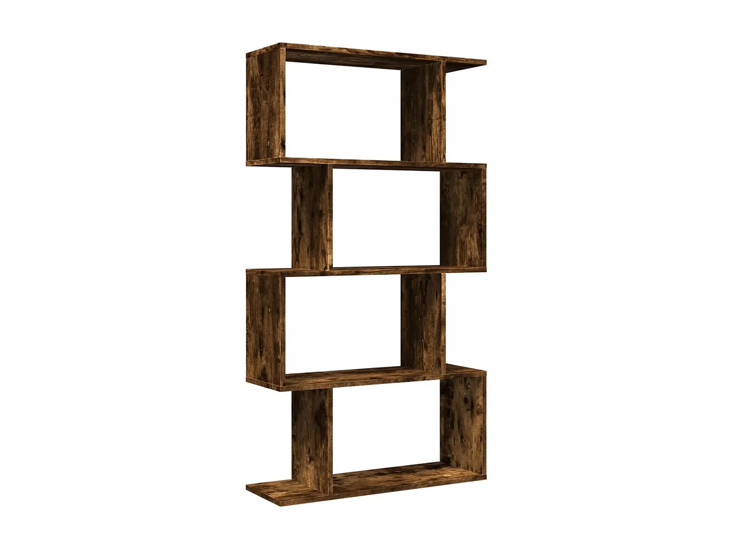 Bibliothèque séparatrice de pièce à 4 niveaux chêne fumé 70x24x129cm