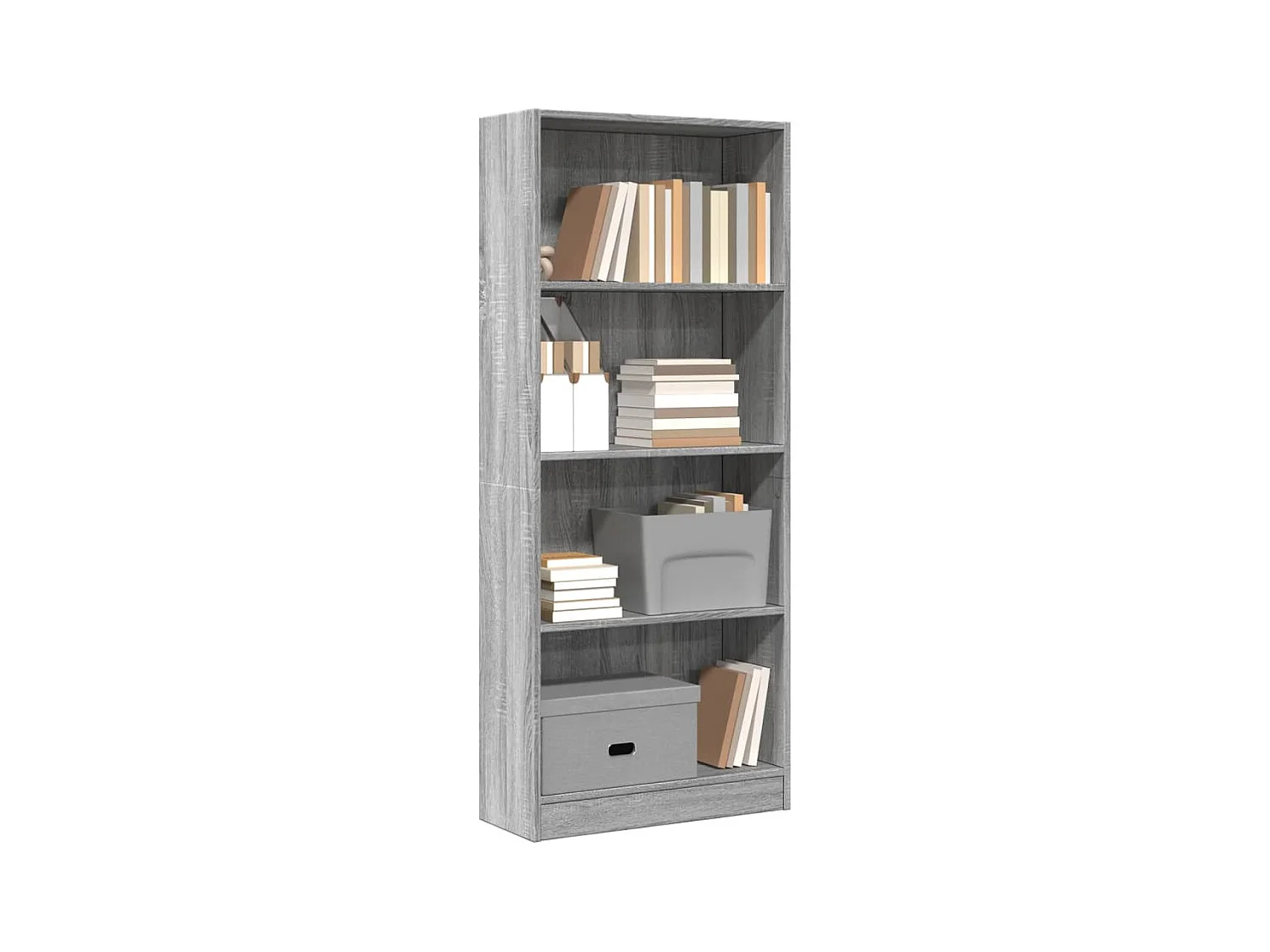Estantería de madera de ingeniería gris Sonoma 60x24x143 cm