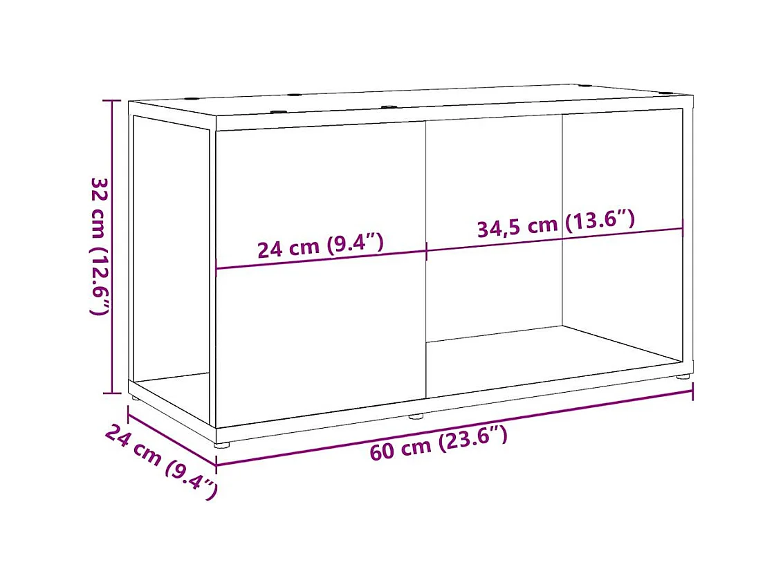 Bibliothèque vieux bois 60x24x32cm bois d'ingénierie