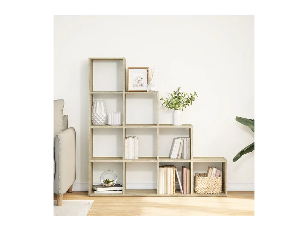 Bibliothèque séparatrice de pièce 4 niveaux chêne sonoma