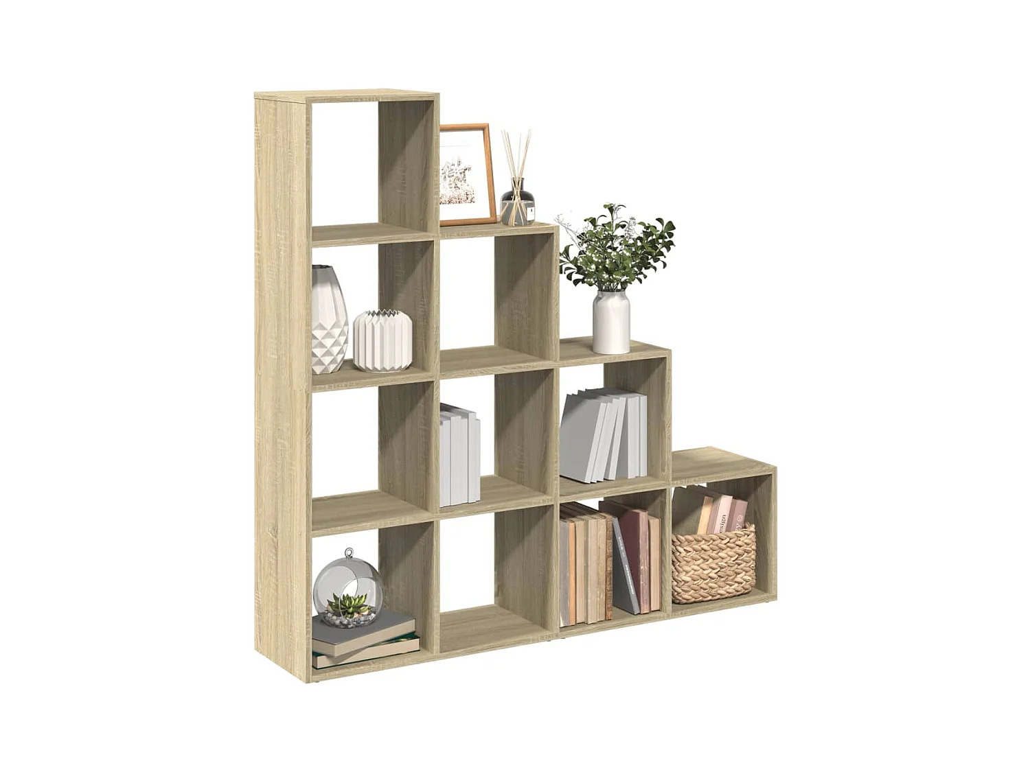 Bibliothèque séparatrice de pièce 4 niveaux chêne sonoma