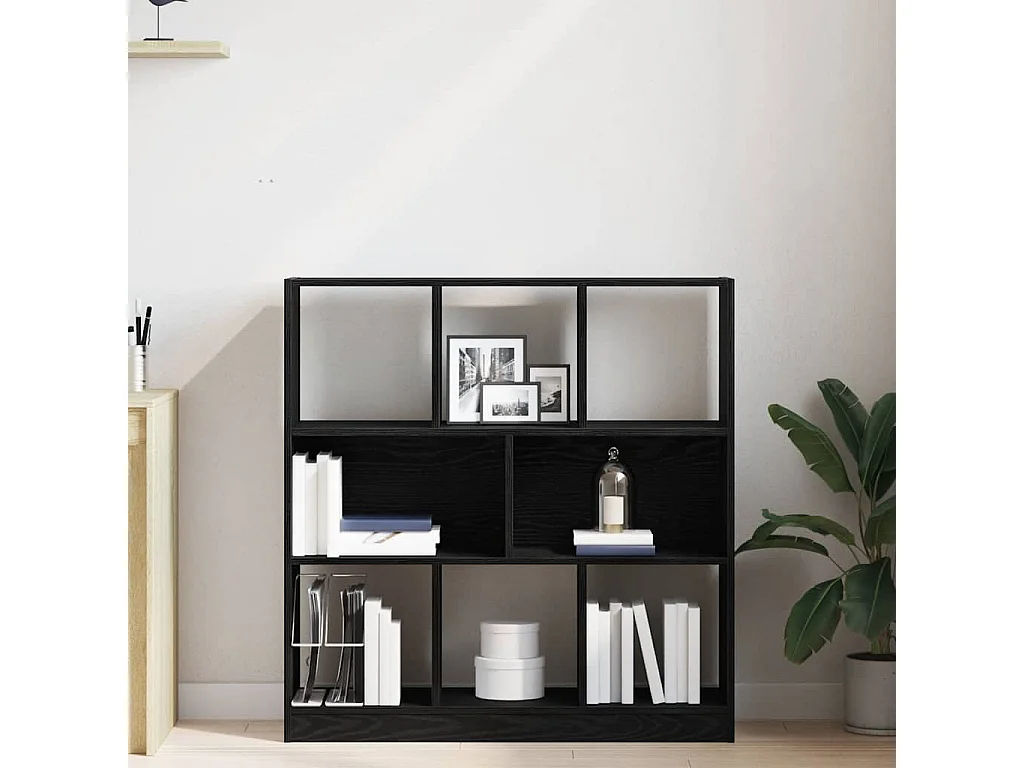 Bibliothèque chêne noir 97,5x29,5x100 cm bois d'ingénierie