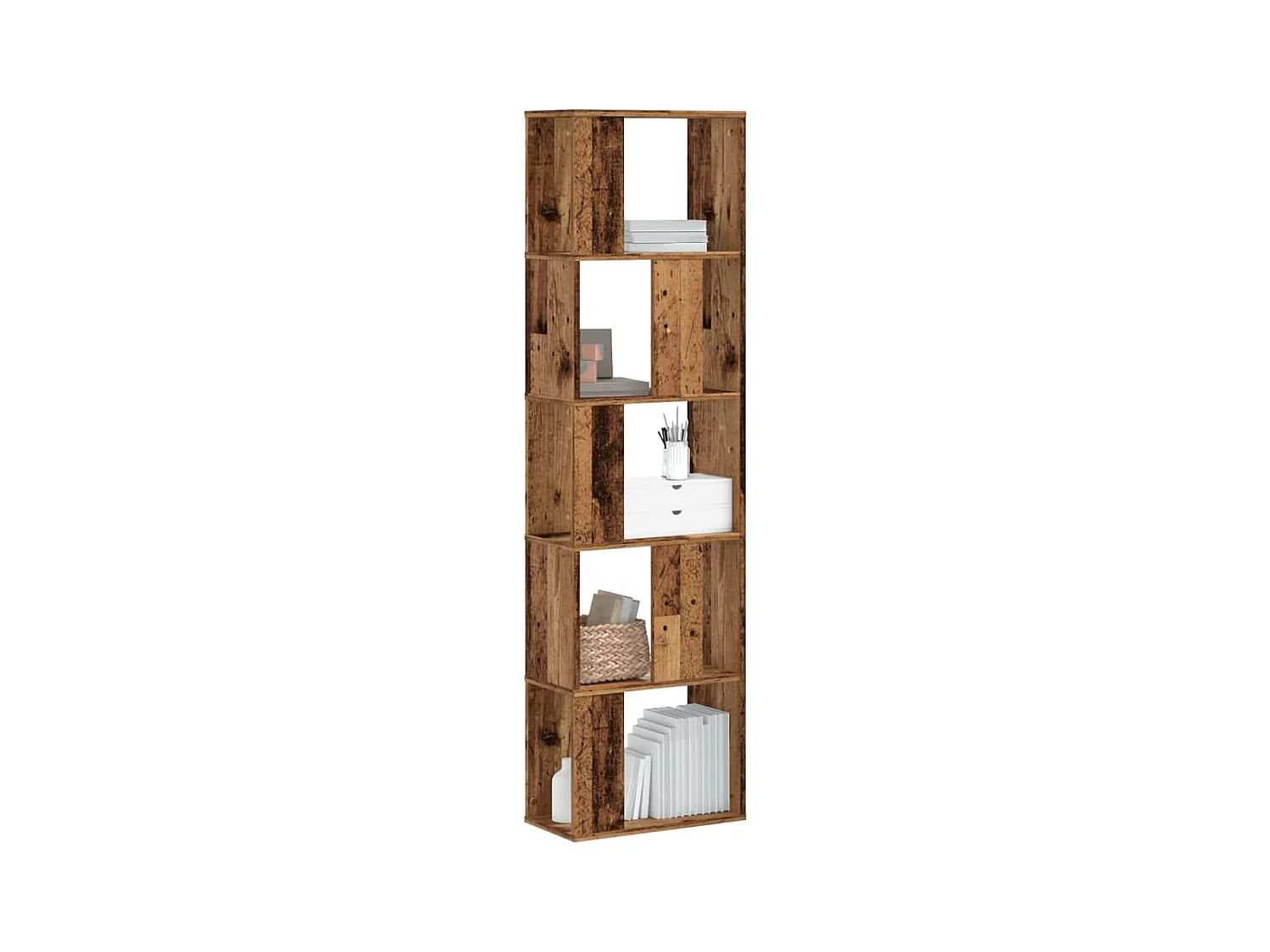 Boekenkast 5-laags 45x23,5x162,5 cm bewerkt hout oud hout