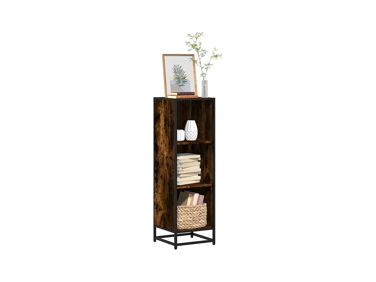 Bibliothèque chêne fumé 33,5x33x107,5 cm bois d'ingénierie
