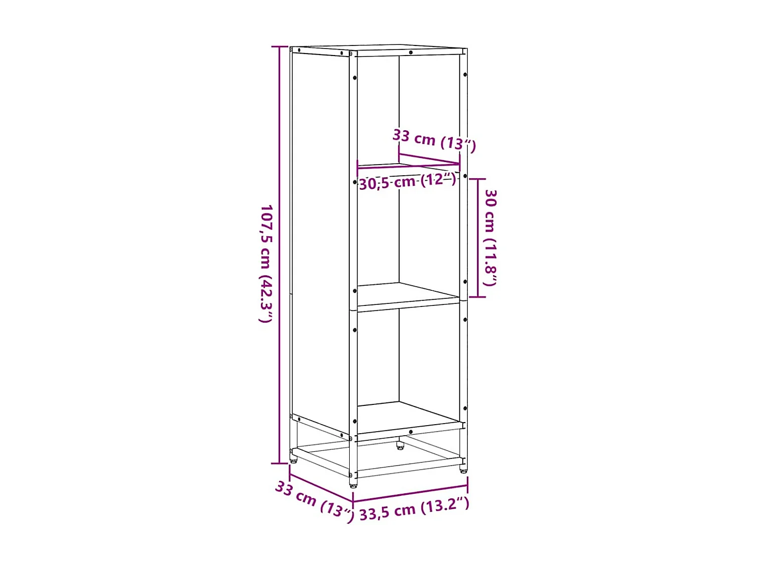 Bibliothèque chêne fumé 33,5x33x107,5 cm bois d'ingénierie